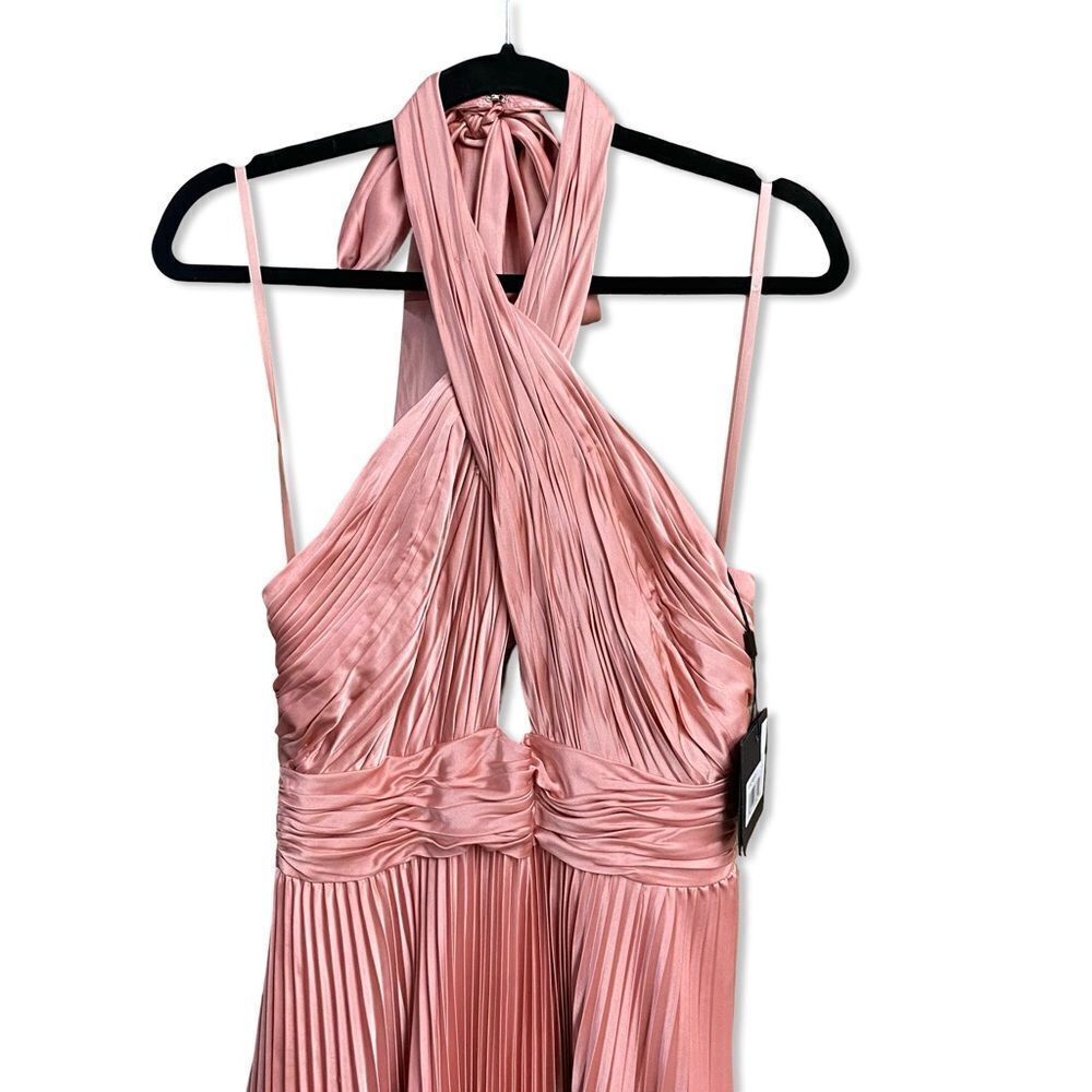 Mac Duggal Pink 11302
Pleated Halter Neck Asymmetrical Hem Gown Maxi Dress 8 - Picture 7 of 13